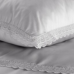 Komplet pościeli Nova Retro 160x200 srebrna koronka satyna
