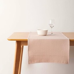 Muaré Waffle bieżnik stołowy jasnoróżowy 45 x 140