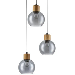 Italux Potrójna wisząca lampa Velma PND-67505-3-WD przydymiona drewniana