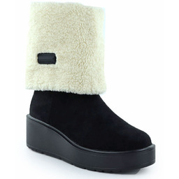 Botki damskie wywijane kozaki na koturnie czarne Potocki