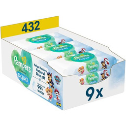 PAMPERS Chusteczki nawilżane Harmonie Aqua Psi Patrol (432
