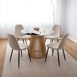 Stół Okrągły 120CM naturalny dąb YY5940 + 4
