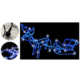 Renifer z saniami Led Niebieski Flash (Zimny Biały)