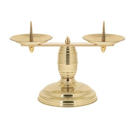 Lichtarz mosiężny liturgiczny na 2 świece 19 cm
