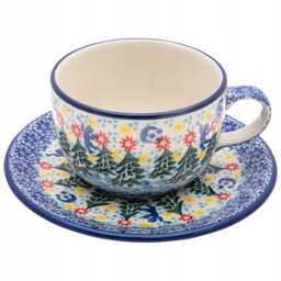 Filiżanka 200 ml ze spodkiem Ceramika Artystyczna Bolesławiec