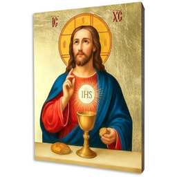 Ikona złocona Jezus Eucharystyczny Oryginalna Pamiątka Pierwszej Komunii