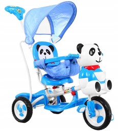 Rowerek Trójkołowy Dla Dzieci Pchacz Bujawka Panda Niebieski