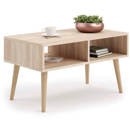 Stolik kawowy w stylu skandynawskim Sandi 90x55x50cm, beżowo-biały