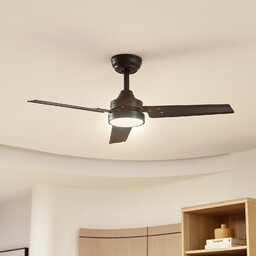 Wentylator sufitowy LED Aerallo, czarny, CCT, cichy Lindby