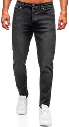 Czarne spodnie jeansowe męskie regular fit Denley 6644