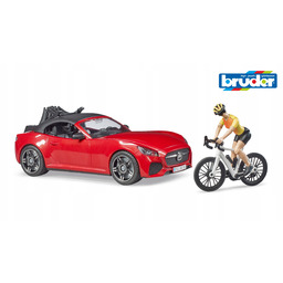 Bruder 03485 Auto Roadster czerwone z rowerem