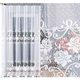 Firana żakardowa Demetria 400x180cm prosta (gotowa) z obszyciem