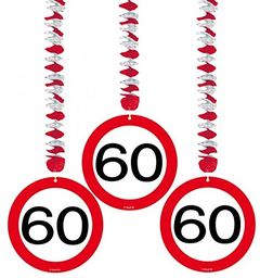 Znak drogowy 60. impreza wisząca dekoracja opakowanie 3,