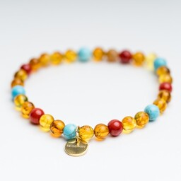 Pakamera Bransoletka personalizowana z bursztynu, turkusu, koral