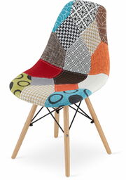 ORYGINALNE KRZESŁO SAMBA PATHWORK TKANINA DREWNIANE NOGI ZESTAW