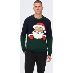 Only &amp;amp; Sons Sweter Xmas 22023346 Granatowy Regular