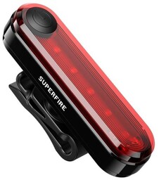 Superfire Tylna lampka rowerowa BTL01, USB, 230mAh