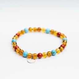 Pakamera Bransoletka personalizowana z bursztynu, turkusu, koral