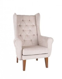 Fotel Uszak Chesterfield beżowy - 24h, z pikowaniem,