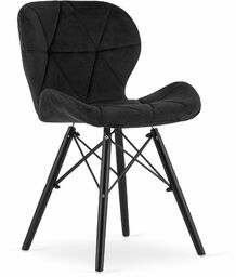 ELEGANCKIE KRZESŁO EVA CZARNY WELUR CZARNE NOGI ZESTAW