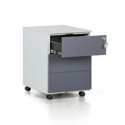 Kontenerek biurowy na kółkach METAL, 3 szuflady, grafitowy