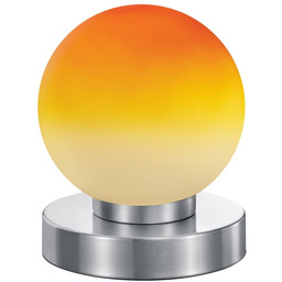 Lampa stołowa nocna nikiel + pomarańczowa kulka E14