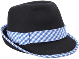 Kapelusz Ludowy Damski z Taśma Krata, niebieski, 55
