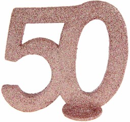 Dekoracja stołu Pięćdziesiątka różowe złoto - 1 szt.