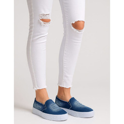 Wsuwane niebieskie trampki na platformie