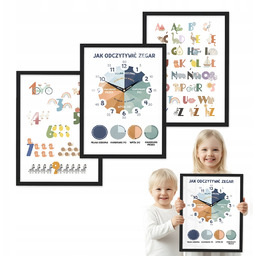 Zestaw 3 obrazów Rozwój czarna ramka 30x40