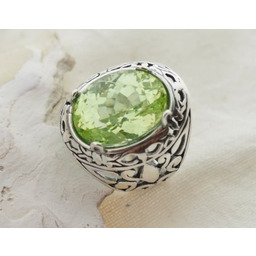 LEON naturalny perydot z Pakistanu srebrny sygnet3