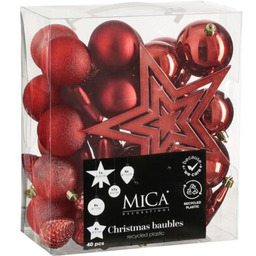 MICA Bombka 8 cm Czerwony (40 sztuk)