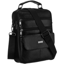 Praktyczna listonoszka męska ze skóry naturalnej w czarnym