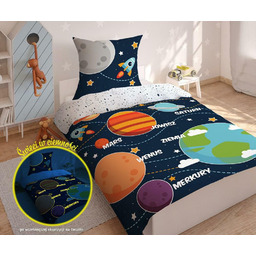 Detexpol Pościel świecąca w ciemności 140x200 Kosmos planety