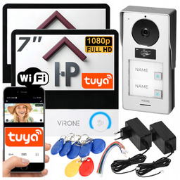 Wideodomofon Dwurodzinny Domofon Wifi Full Hd 2 Monitory