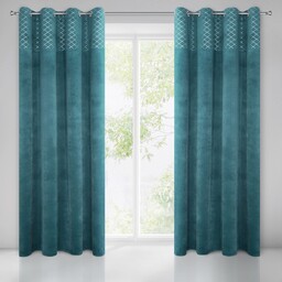 Eurofirany Zasłona 140x250 Karina 2 turkusowa srebrna romby