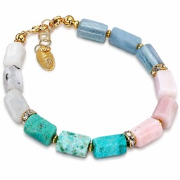 Ryby Zodiakalna Bransoletka Kryształy Akwamaryn Opal Turkus Kamień