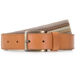 Męski pasek ze skóry naturalnej i bawełnianej plecionki