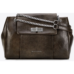 Damska listonoszka z imitacji skóry z łańcuszkiem ciemnozielona