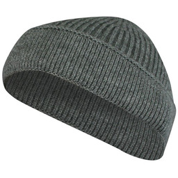 Czapka Męska, Szara Beanie, Jesienno-Zimowa, Prążkowana, Odwijana -PAKO