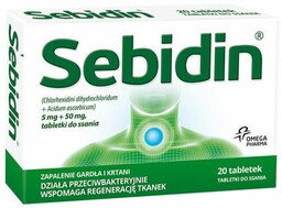 Sebidin na zapalenie gardła i krtani, 20 tabletek