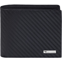 Skórzany męski portfel karbonowy poziomy bez zapięcia RFID