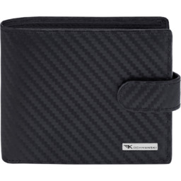 Męski portfel skórzany karbon na zatrzask poziomy RFID