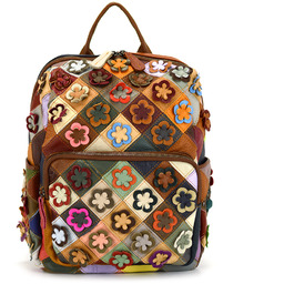 Wzorzysty damski plecak skórzany z wzorem mozaiki