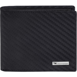 Mały elegancki męski portfel karbonowy skóra naturalna RFID