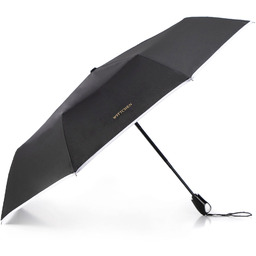 Parasol automatyczny z ozdobną lamówką czarno - biały