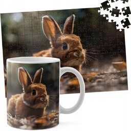 ZESTAW KUBEK + PUZZLE 110EL - ZWIERZĘTA KRÓLIK