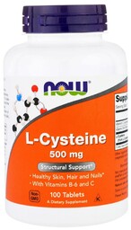 L-Cysteina 500mg, NOW Foods, 100 tabletek