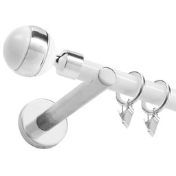 Karnisz pojedynczy Kula 19 mm 200 cm biały-chrom