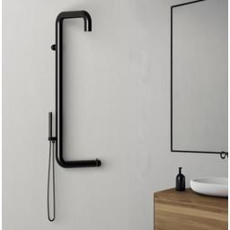 Prysznic zewnętrzny/wewnętrzny czarny 120cm, ciepła/zimna woda, stal nierdzewna